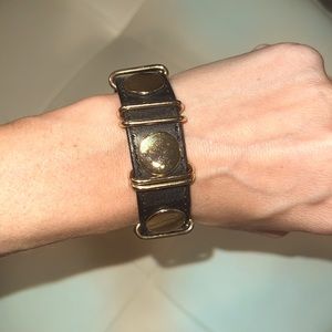 Rebecca minkoff gold and leather bracelet
